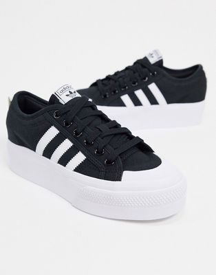 adidas Originals Nizza platform sneakers in black and white