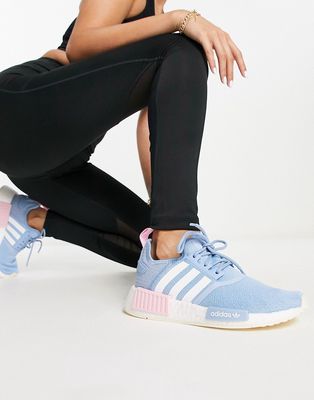 adidas Originals NMD R1 sneakers in pale blue with pink details