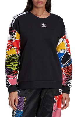 adidas Originals Off the Shoulder Pullover in Black/Multicolor