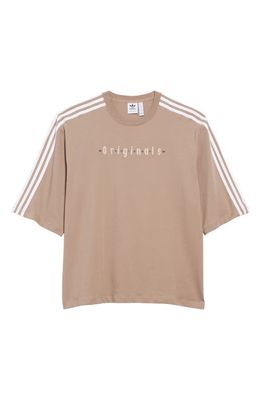 adidas Originals Oversize Cotton Graphic Tee in Chalky Brown