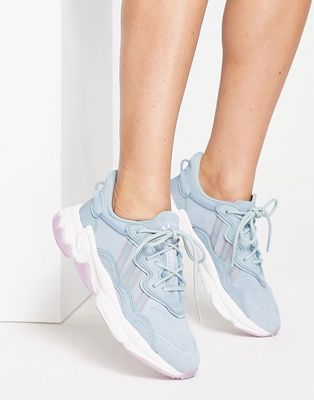 adidas Originals Ozweego sneakers in pale blue with mauve stripes