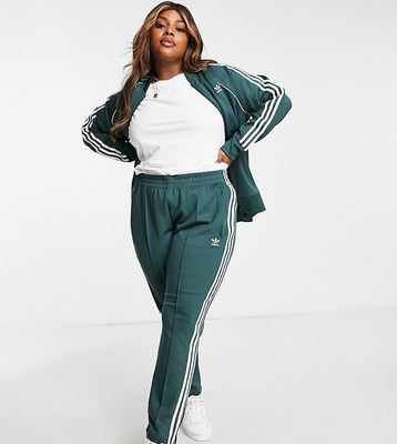 adidas Originals Plus adicolor 3-Stripes track pants in green