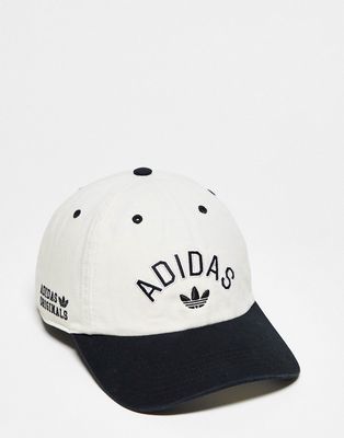 adidas Originals relaxed preppy logo cap in white and black