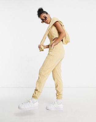 adidas Originals 'Relaxed Risqué' velour sweatpants in beige-Neutral