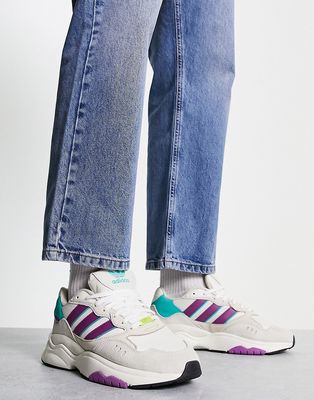 adidas Originals Retropy F90 sneakers in white and purple