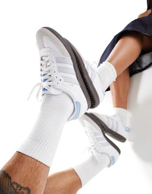 adidas Originals Samba sneakers in white and blue