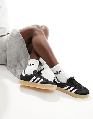 adidas Originals Sambae sneakers with gum sole in black and white