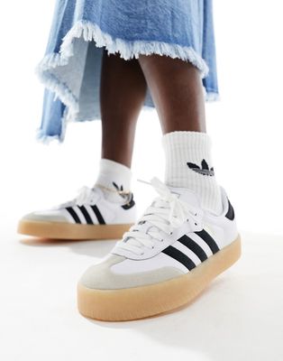adidas Originals Sambae sneakers with gum sole in white and black
