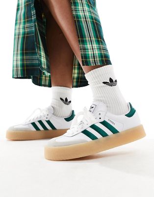 adidas Originals Sambae sneakers with gum sole in white and green