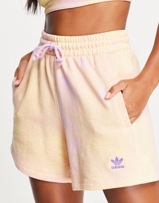 adidas Originals shorts in bliss lilac with splatter print-Purple