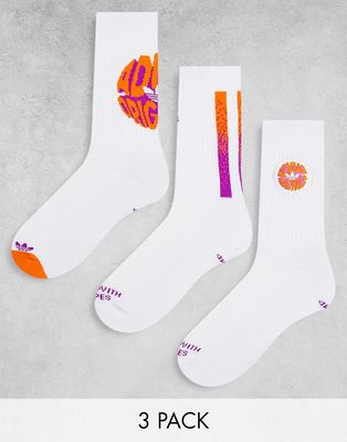 adidas Originals Spiral 4 pack crew socks in white and multi