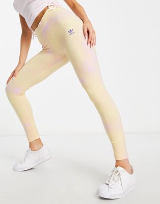 adidas Originals splatter print leggings in yellow and lilac-Purple