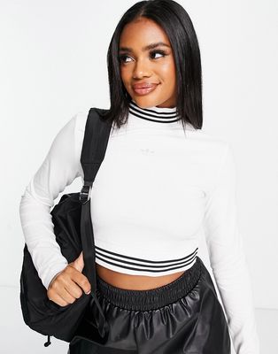 adidas Originals Sportswear long sleeve top in white with tape detail