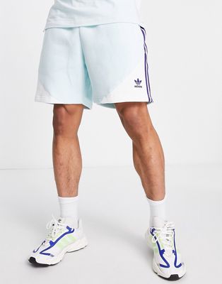 adidas Originals SPRT blocked three stripe 6.5 inch fleece shorts in mint green