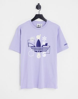 adidas Originals SPRT US trefoil graphics t-shirt in purple