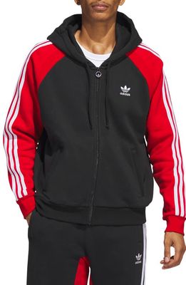 adidas Originals SST Fleece Full Zip Hoodie in Black/Shadow Red