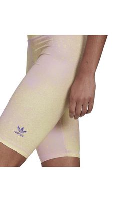 adidas Originals Tie Dye Bike Shorts in Bliss Lilac/Almost Yellow