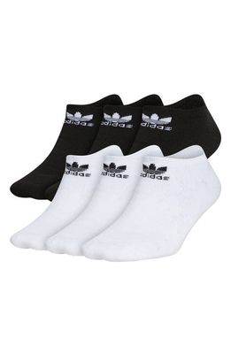 adidas Originals Trefoil 6-Pack No-Show Socks in Black/White