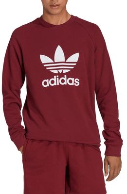 adidas Originals Trefoil Crewneck Cotton Sweatshirt in Shadow Red