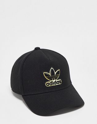 adidas Originals trefoil logo cap in black and gold