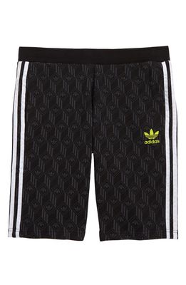 adidas Originals Trefoil Print French Terry Athletic Shorts in Black/Grey/White/Yellow