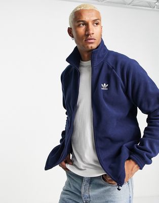 adidas Originals Trefoil Teddy full zip fleece with high neck in navy
