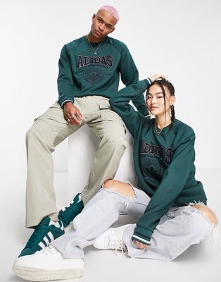 adidas Originals unisex large logo sweatshirt in collegiate green