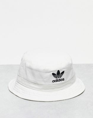 adidas Originals Washed bucket hat in white