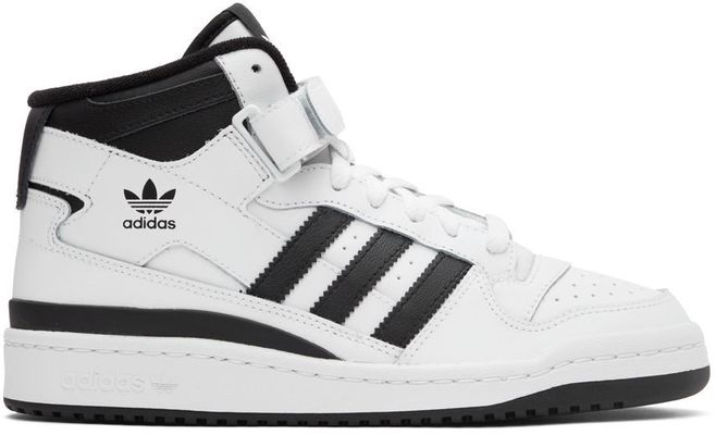 adidas Originals White & Black Forum Mid Sneakers
