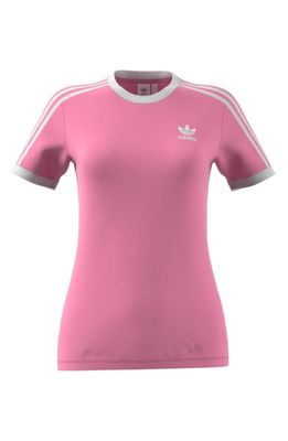 adidas Originals Women's Adicolor Classics 3-Stripes Cotton T-Shirt in Bliss Pink