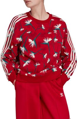 adidas Originals x Thebe Magugu Crewneck Sweatshirt in Power Red/Multicolor