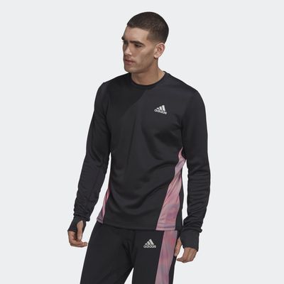 adidas Own the Run Colorblock Sweatshirt Black S Mens