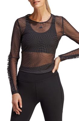 adidas Print Clash Long Sleeve Yoga Shirt in Black