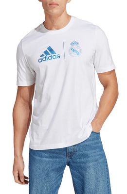adidas Real Madrid Cotton Graphic T-Shirt in White