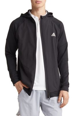 adidas Recycled Polyester Front Zip Training Hoodie in Black