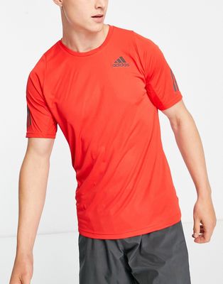 adidas Running Run Icons black stripe t-shirt in red