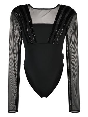 adidas sequin-embellished panelled bodysuit - Black