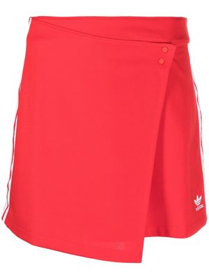 adidas side-stripe logo skirt - Red