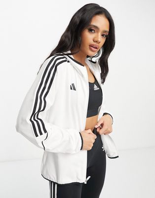 adidas Soccer 3-Stripes hoodie in white