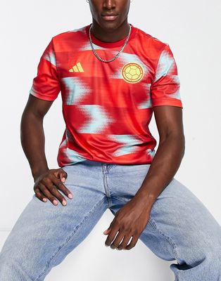 adidas Soccer Colombia World Cup '22 pre-match printed shirt in multi