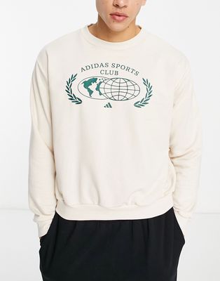 adidas Sports Club oversized sweatshirt in off-white