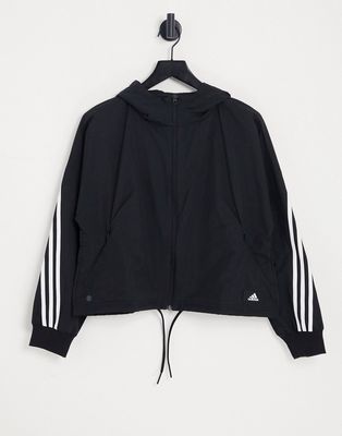 adidas Sportstyle Future Icons woven hooded jacket in black