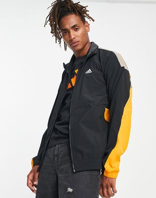 adidas Sportstyle Travel panelled full zip track top in black