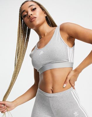 adidas Sportswear cropped top with three stripes in gray-Grey