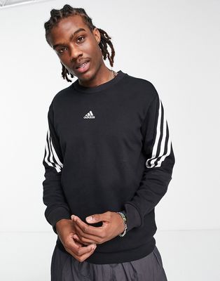 adidas Sportswear Future Icons 3 stripe shoulder sweatshirt in black