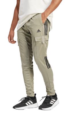 adidas Sportswear Tiro Recycled Polyester Cargo Track Pants in Silver Pebble/Black