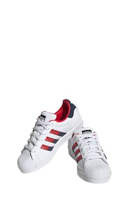 adidas Superstar Sneaker in White/Scarlet/Indigo
