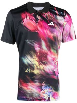 adidas Tennis abstract-print short-sleeve polo-shirt - Black