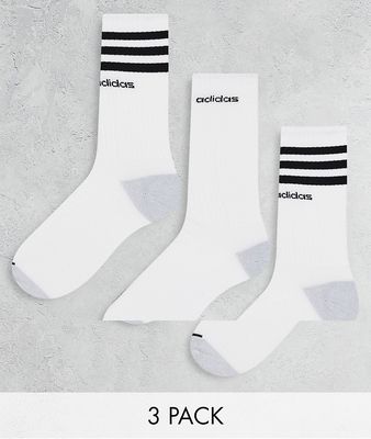 adidas Training 3 pack crew socks in white