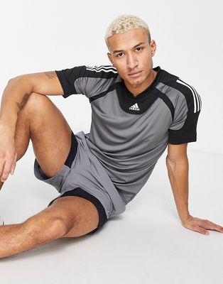 adidas Training Aeroready paneled t-shirt in gray